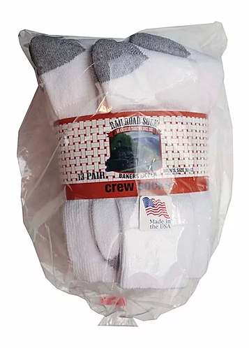 Railroad Sock Bakers Men’s Dozen Crew-White (BD13)