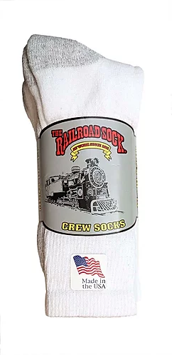 Railroad Mens 4 Pair White Crew (RW50)