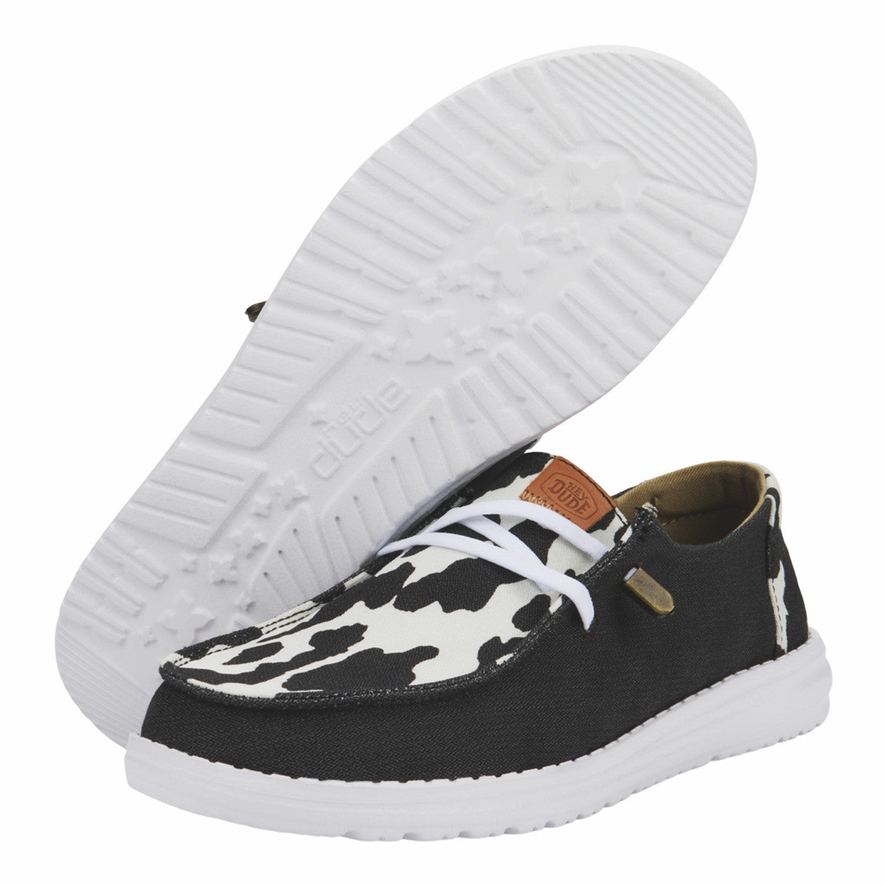 Hey Dude Ladies Wendy Animal Black Cow